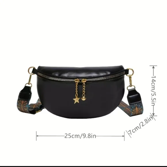 Black Faux Leather Fanny Pack Crossbody Bag - Picture 2 of 4